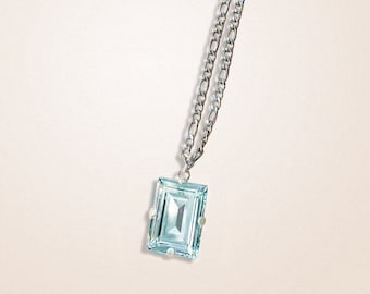 Swarovski crystal  18X13mm  rectangular step cut pendant necklace light azore