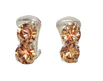 Swarovski crystal colorado topax mini  8mm fancy stone bright  silver plated, clipon earrings