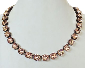 Swarovski crystal 8mm fancy stone tennis style necklace,light silk ,antique copper plated KONPLOTT inspired
