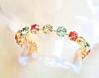 Bracciale tennis SWEET LAINEY con cristalli Swarovski, multicolore pastello, placcato oro