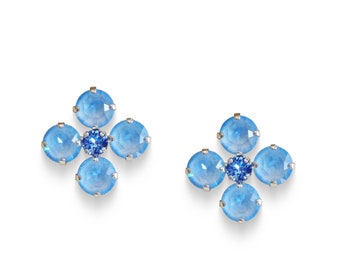 Swarovski crystal cross stud earrings  crystal sky ignite ,silver plated