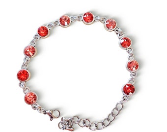 Swarovski crystal  fancy stone link setting bracelet padparadchsa/rose peach,antique silver plated