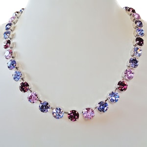 PURPLE RAIN Swarovski crystal 8mm fancy stone tennis style choker necklace,multi-purple tones