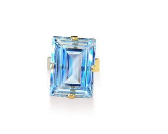 Swarovski crystal 18X13mm  light azore step cut fancy stone ring,gold plated