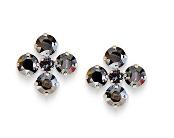 Swarovski crystal cross stud earrings hematite,silver plated