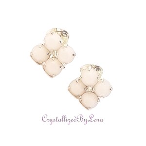 Austrian crystal  clipon earrings, white alabaster