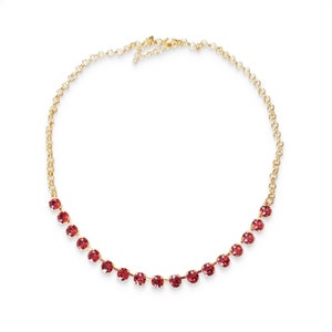 Swarovski crystal 6mm fancy stone necklace ,crystal Scarlet red,18k gold plated