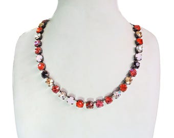 ORANGE FLIRT Swarovski crystal choker necklace crystal multicolour ,antique brass