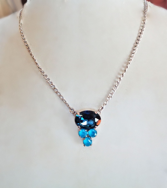 Swarovski Crystal 18x13mm Oval Fancy Multi-stone Pendant Montana 