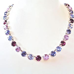 PURPLE RAIN Swarovski crystal 8mm fancy stone tennis style choker necklace,multi-purple tones