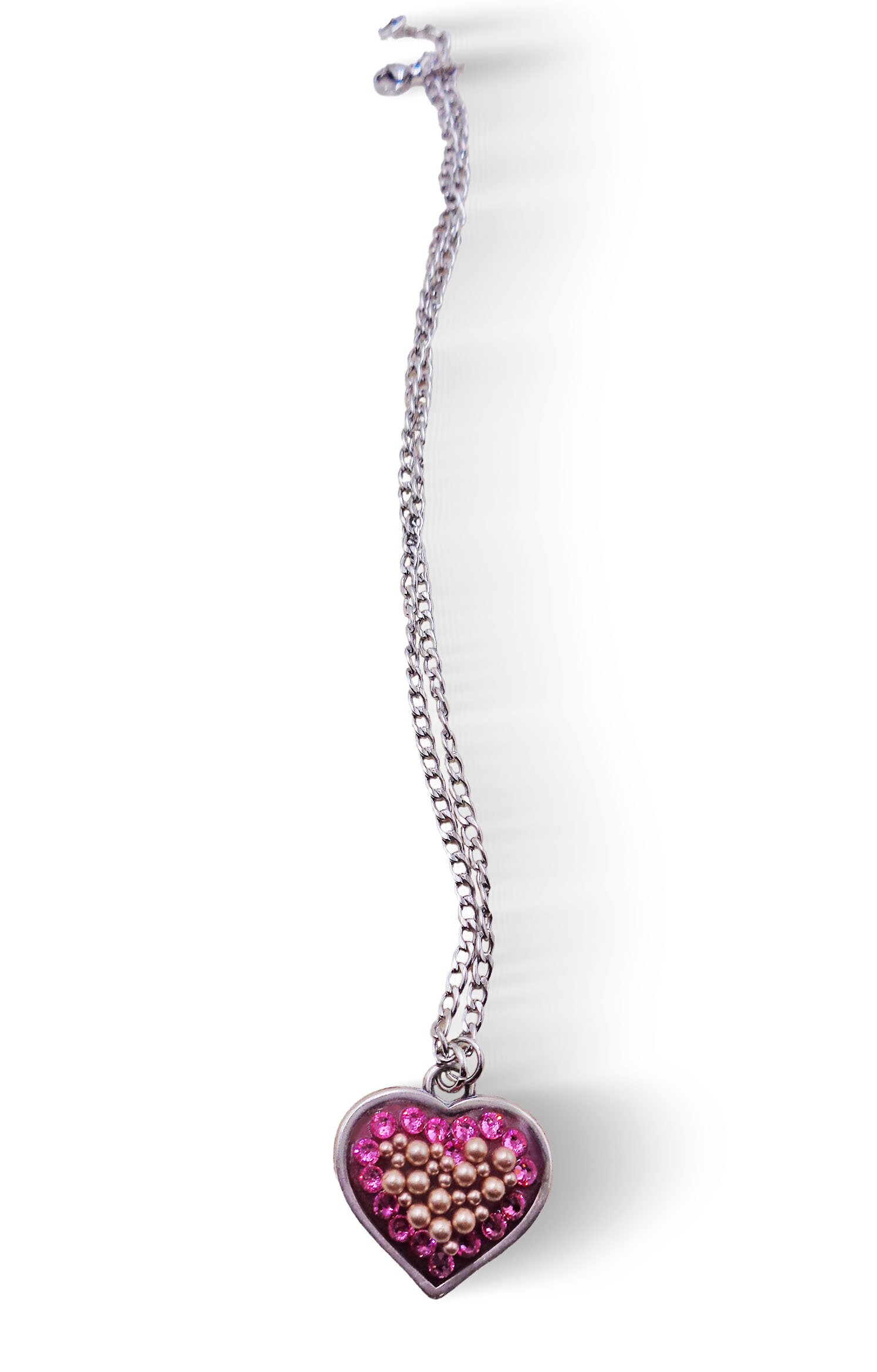 Fancy Swarovski crystal and micropearls heart pendant,rose and
