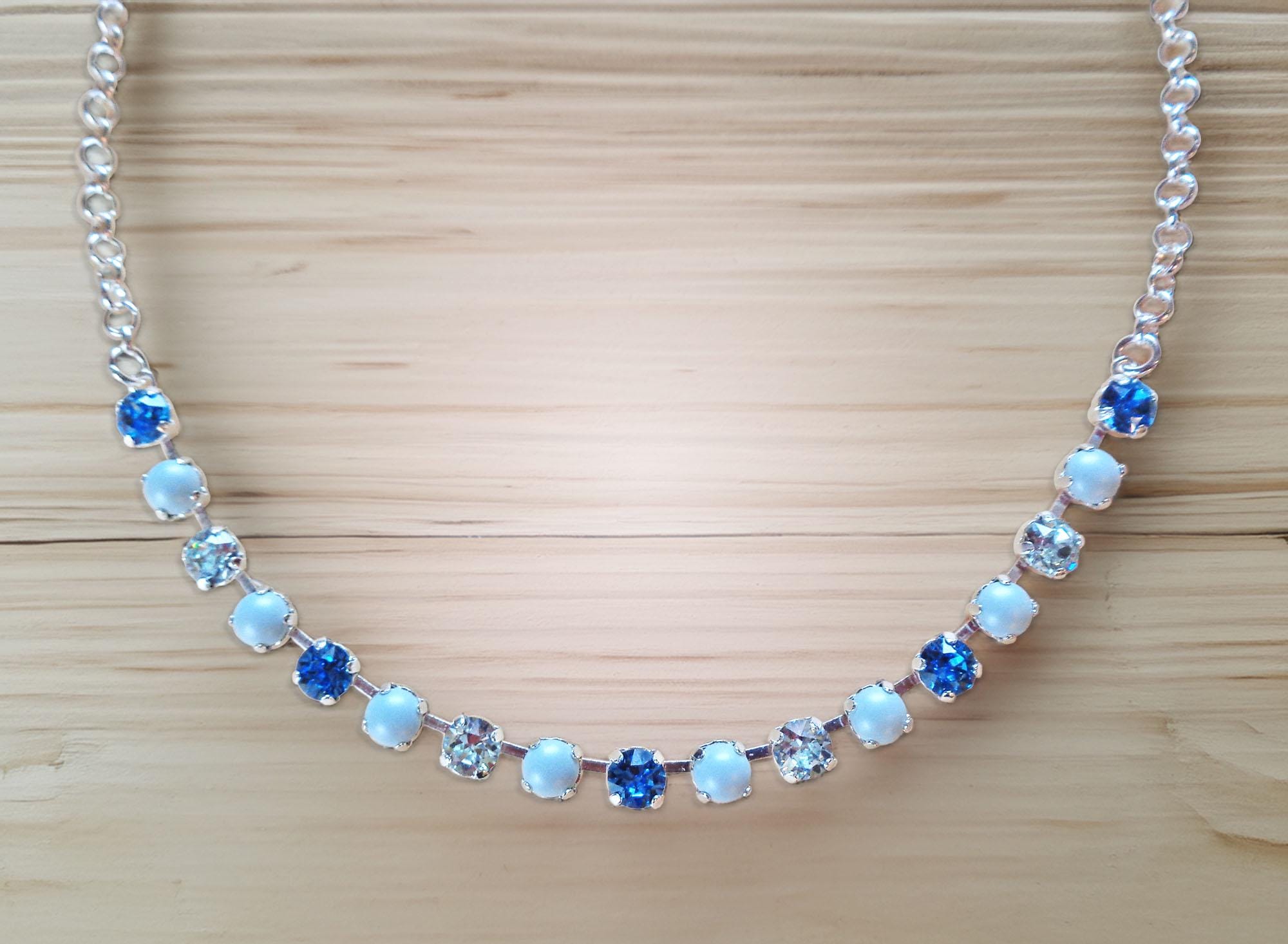 Collana in rete collana blu cristallo perline tessere fatto a mano collana a goccia macrame boho collana tribale gioielli unici per le donne SLD - Italia
