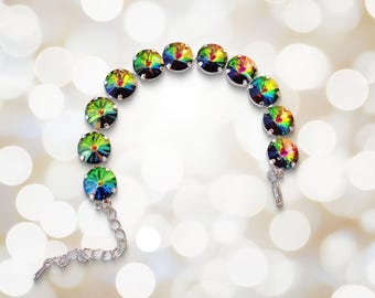 Austrian  crystal rivoli tennis  bracelet vitrail medium,rhodium silver plated