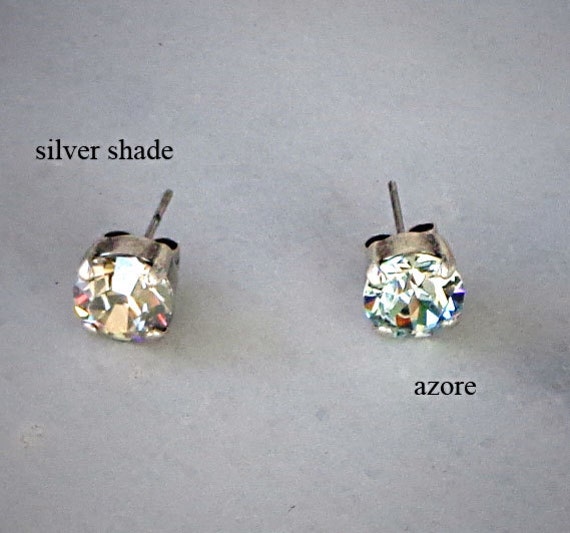Swarovski Crystal 8mm Stud Fancy Stone Earrings Antique Silver | Etsy