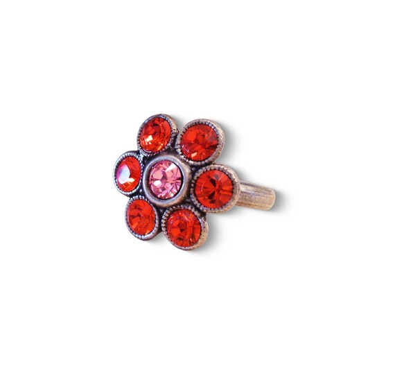 Anello da dito con grazioso cristallo Swarovski giacinto, pietra