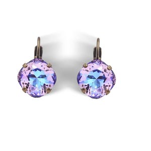 Pendientes de piedra mini elegantes cuadrados de cristal Swarovski de 10 mm, luz vitrail