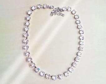 Halsband med Swarovski-kristaller i tennisstil, klar kristall, fler färger