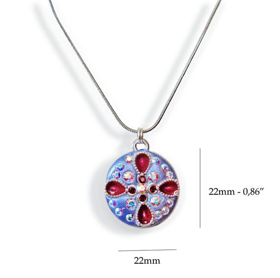 Pendentif Vintage Années 70 - Émail Noir, Doré Et Rouge - Rond - Style Bohème - Créateur