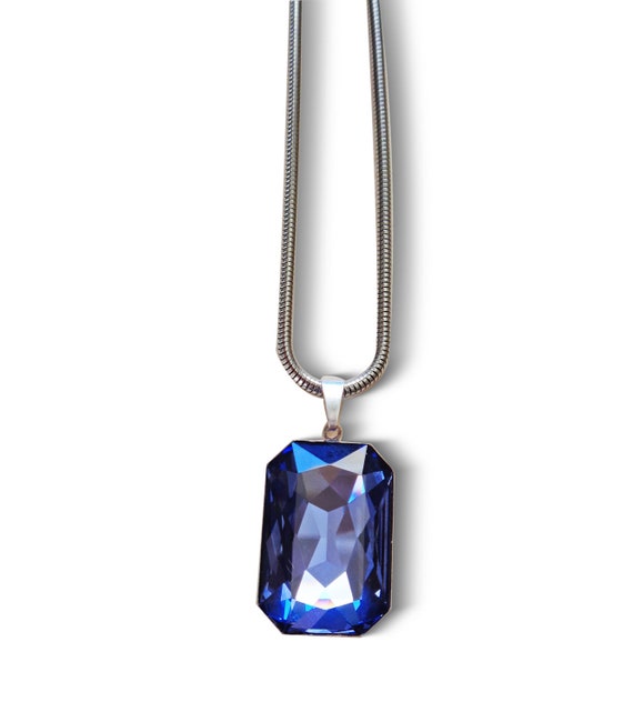 Crystal Rectangular Pendant - Tanzanite Crystal Rectangular Pendant - Tanzanite
