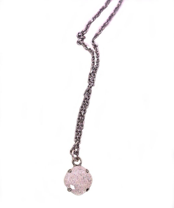 Genuine Crystal 12mm Square Fancy Stone Pendant Necklace Clear