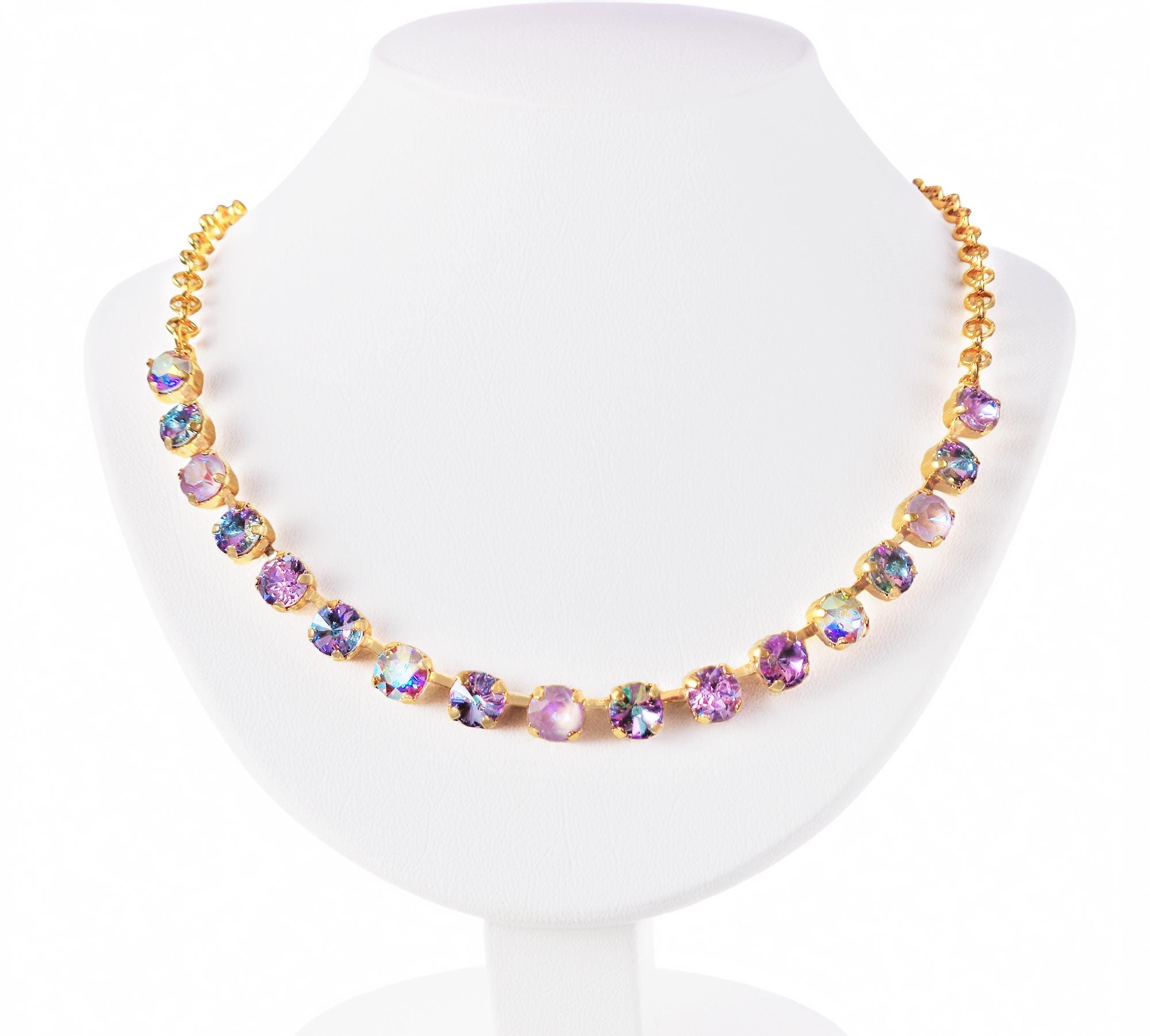 スワロフスキー ネックレス Stone necklace Swarovski Crystal Necklace Sparkling Vitrail Light and Lilac