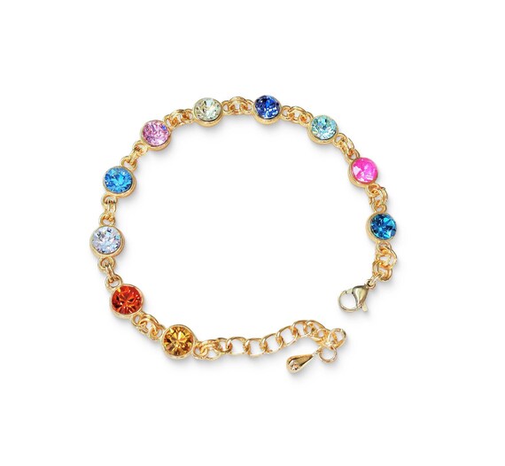 Bracciale Rainbow all'uncinetto con Mini Cristalli multicolore