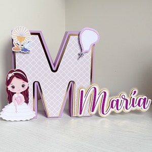 Letra 3D Comunión, Carta 3D comunión, Decoración para fiesta comunión, Decoraciones Celebración Religiosa, Decoraciones Comuniones