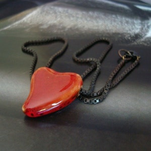 Heart Of Stone, Heart Necklace with Dark Box Chain, I Wear YOUR HEART, Blood Gothic image 5