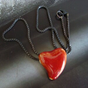 Heart Of Stone, Heart Necklace with Dark Box Chain, I Wear YOUR HEART, Blood Gothic image 4