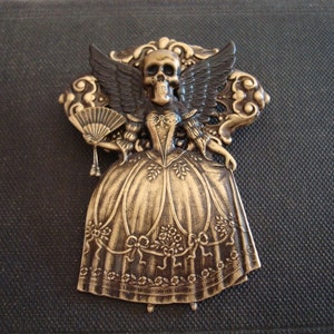 Angel Brooch, Gothic, Dark Angel Bella, Choice of Necklace Or Brooch Pin, Metal Bonded NOT Glued, Handmade, USA, Custom Copyright Design image 3