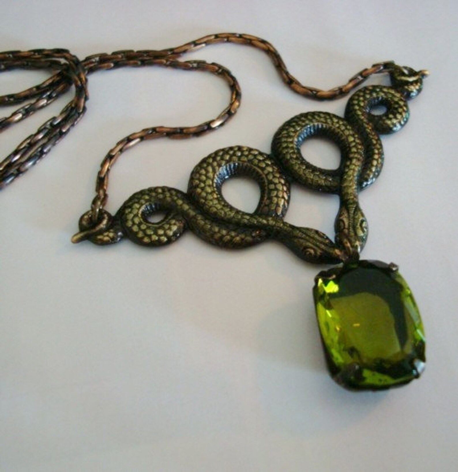 GREEN JEWELED SNAKE Necklace Great Unique Chain Quality Many Etsy