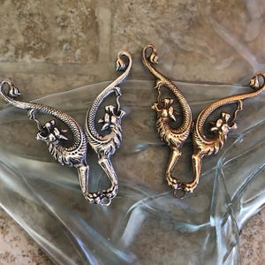 Dual Long Dragon Necklace Pendant, Sterling Silver Ox or Brass Ox, Custom Handmade Stamping, Pendant, or Complete A Necklace, USA