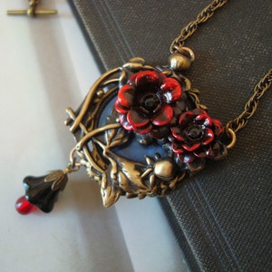 Gothic Blood Rose Necklace, Blood Drop Floral Embellishment Dangle, Metal Bonded Together For Quality Jewelry Component, NOT GLUED, Handmade image 3