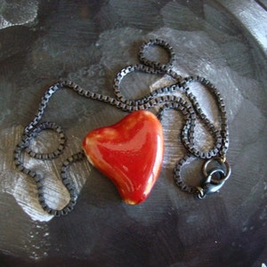 Heart Of Stone, Heart Necklace with Dark Box Chain, I Wear YOUR HEART, Blood Gothic image 2