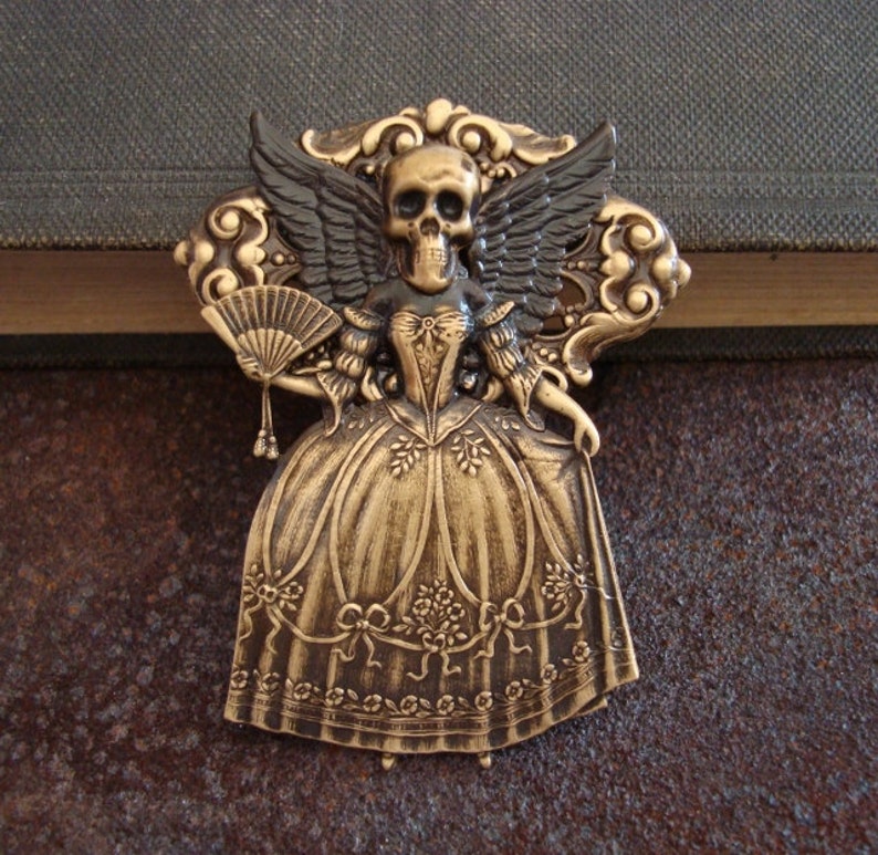 Angel Brooch, Gothic, Dark Angel Bella, Choice of Necklace Or Brooch Pin, Metal Bonded NOT Glued, Handmade, USA, Custom Copyright Design image 5