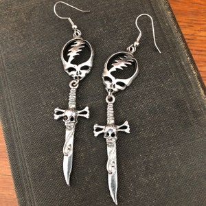 Day of the Dead Earrings, Great Gothic Dangle Earrings. 3” of Unique Jewelry