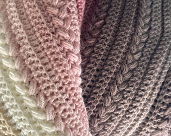 Soft & Easy Puff Herz Stitch selbst streifendes Häkelmuster Afghanische Decke Muster PDF Anfänger Fortgeschrittene 48 Stunden Decke