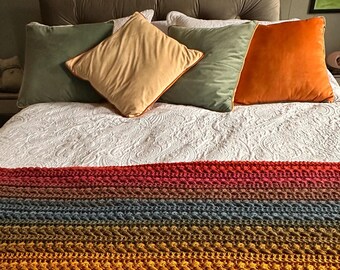 Gerippte Borte häkeln, während Sie selbst gestreifte Lagerfeuer-Decke häkeln - Fiesta - Regenbogen Afghane Muster PDF Anfänger-Fortgeschrittene US Englisch