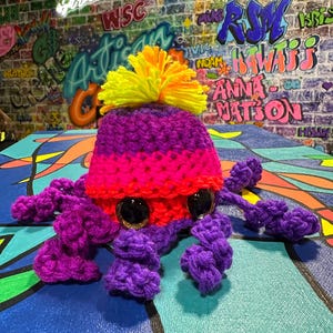 1 -2 hour Crochet project Stuffy - Octavia Octopus  & Beanie Pattern for super fast crochet gift ideas Stuff with Catnip for a great cat toy