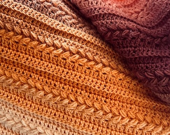 Weiche und einfache Herbstdecke (48 Stunden Häkelanleitung) – Hello Pumpkin (mittelschwer) – Schnell gehäkelt (selbststreifender Ombré-Stil) (PDF)
