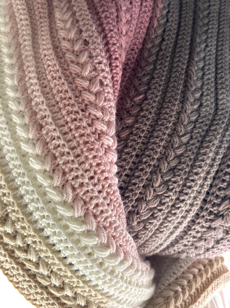 Soft & Easy Puff Herz Stitch selbst streifendes Häkelmuster Afghanische Decke Muster PDF Anfänger Fortgeschrittene 48 Stunden Decke Bild 2