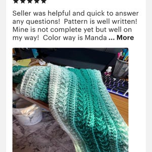 Soft & Easy Puff Herz Stitch selbst streifendes Häkelmuster Afghanische Decke Muster PDF Anfänger Fortgeschrittene 48 Stunden Decke Bild 9