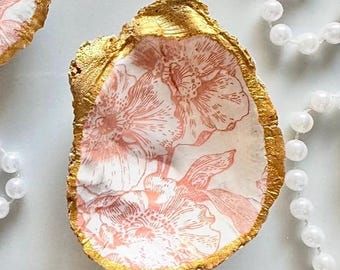 Pink Floral Oyster Shells - Unique Wedding Favors /Trinket/Jewelry/Ring Dish