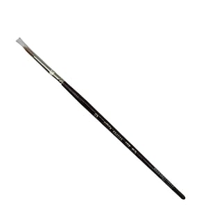May include: A single, angled paintbrush with a dark brown wooden handle and a silver ferrule. The bristles are white and rectangular. The handle has text that reads "REMBRANDT FRANCE ART 4.0".
