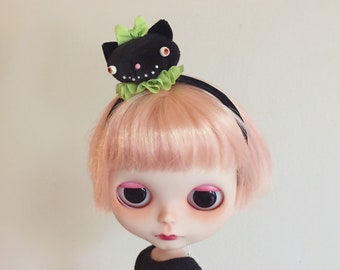 Black Cat Head Headband for Neo Blythe Doll MADE TO ORDER