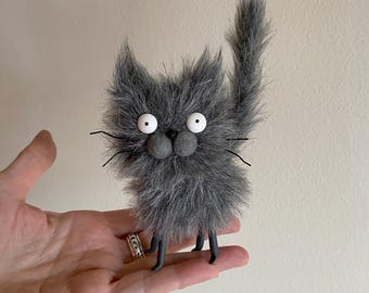 Scaredy Cat Spooky Halloween Kitty in Grey made to order