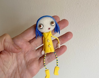 Coraline-inspired Tiny Gothic Miniature Doll MADE TO ORDER