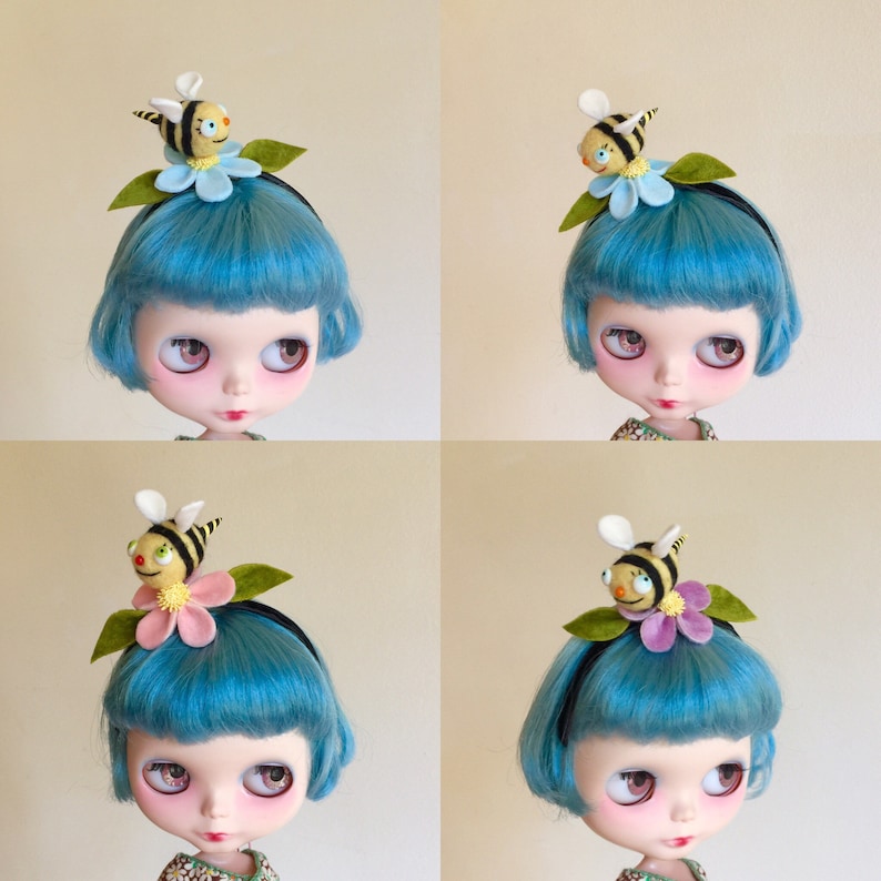 Blythe Headband with Bee and Flower MADE TO ORDER image 4