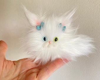 Marshmallow the Fluffy White Cat  MADE TO ORDER