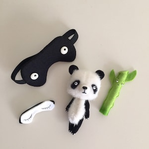 Tiny Panda with Bamboo Buddy and Sleep Mask for Blythe Dolls MADE TO ORDER